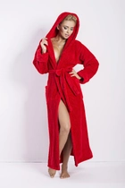 Халат жіночий теплий з капюшоном DKaren Plus Size Diana 7XL Red (5901780659851) - зображення 1