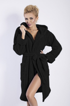 Халат жіночий теплий з капюшоном DKaren Plus Size Diana 5XL Black (5903251412668) - зображення 1