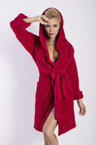 Халат жіночий теплий з капюшоном DKaren Plus Size Diana 6XL Raspberry (5901780658182) - зображення 1