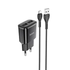 Мережевий зарядний пристрій HOCO C88A + кабель USB – Micro USB Star Round Dual Port Charger Set 2USB 2.4A Black
