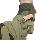 Перчатки тактические короткие Han-Wild HW72 Green L мужские с защитными вставками без пальцев - изображение 4