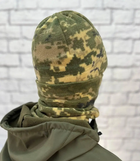 Набор мужской военный зимняя шапка, перчатки, хомут цвет пиксель - изображение 3