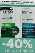 Zestaw Vichy Dercos Anti-Dandruff Greasy Shampoo Ds 200 ml + Ultra Soothing Shampoo Frequent Use 200 ml (8431567485429) - obraz 1