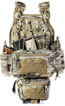 Плитоноска бронежилет, військовий жилет з сумкою-напашник та розширеною передньою панеллю на 15 магазинів АК YAKEDA MULTICAM Мультикам VTO-6094A - зображення 13
