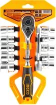 Набор головок торцевых INGCO INDUSTRIAL с трещоткой 1/2" (HKTS12122)