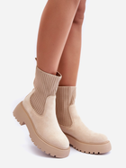 Жіночі зимові черевики високі Rewam 40 Бежеві (5905677922844) - зображення 6