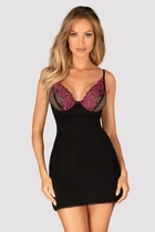 Женская ночная сорочка и стринги Obsessive Rosenty chemise Черная XL/2XL (62236)