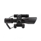 Оптичний приціл Aim Sports 2.5-10x40 з лазерною підсвіткою та прицільною сіткою MIL-DOT JDNG251040G-N - зображення 4