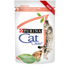 Mokra karma dla kotów Purina Cat Chow Sensitive z lososiem i cukinia w sosie 85 g (7613037025521) - obraz 1