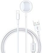 Індуктивний зарядний пристрій Usams для Apple Watch + кабель lightning 2 в 1 Білий (6958444968070) - зображення 1