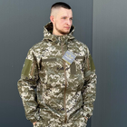 Демисезонная мужская Куртка Softshell на флисе с Капюшоном и Липучками под шевроны пиксель размер M - изображение 3