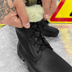 Мужские зимние Ботинки F-1 на меху / Утепленные кожаные Берцы на резиновой подошве черные размер 45 - изображение 3