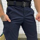Мужские крепкие Брюки ГСЧС с Накладными карманами на липучках / Плотные Брюки рип-стоп синие размер M - изображение 3