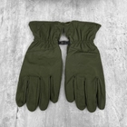 Плотные зимние перчатки SoftShell на флисе с антискользящими вставками олива размер универсальный - изображение 4
