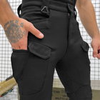 Мужские утепленные Брюки Wanze с функциональными Карманами / Плотные Брюки Softshell на флисе черные размер XL - изображение 3