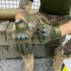 Плотные перчатки с защитными Накладками и антискользящими Вставками олива размер L - изображение 1
