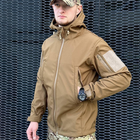 Демісезонна чоловіча Куртка Softshell на флісі з Капюшоном та Липучками під шеврони койот розмір S - зображення 4