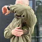 Демісезонна чоловіча Куртка Softshell на флісі з системою Вентиляції та Липучками під шеврони олива розмір L - зображення 5
