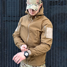 Демісезонна чоловіча Куртка Softshell на флісі з Капюшоном та Липучками під шеврони койот розмір XL - зображення 5