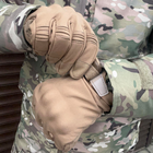 Плотные перчатки SoftShell с защитными накладками и антискользящими вставками койот размер L - изображение 4