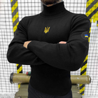 Вязаный мужской Гольф с Патриотической вышивкой / Утепленная Водолазка черная размер 2XL - изображение 1