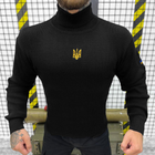 Вязаный мужской Гольф с Патриотической вышивкой / Утепленная Водолазка черная размер 2XL - изображение 3