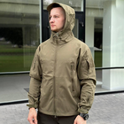 Демисезонная мужская Куртка Softshell на флисе с системой Вентиляции и Липучками под шевроны олива размер M - изображение 1