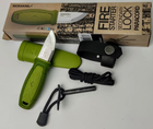 Нож Morakniv Eldris 1.0 Colour Green (12633) + огниво, паракорд и застёжка - изображение 1
