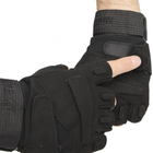 Перчатки тактические короткие мужские без пальцев Han-Wild HW72 L с защитными вставками taktical Чёрные - изображение 3