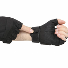 Перчатки тактические короткие мужские без пальцев Han-Wild HW72 L с защитными вставками taktical Чёрные - изображение 4