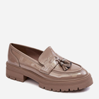 Loafersy damskie lakierowane Velenase 36 Ciemnobeżowe (5905677955712) - obraz 2