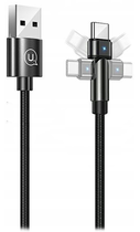 Плетений поворотний кабель Usams USB - USB Type-C 1 м Black (6958444929262) - зображення 1