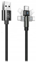 Kabel pleciony obrotowy Usams USB - USB Type-C 1 m czarny (6958444929262) - obraz 1