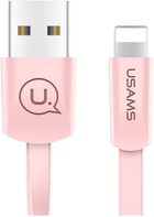 Кабель плоский Usams U2 US-SJ199 USB - Lighting 1.2 м Рожевий (6958444955186) - зображення 1