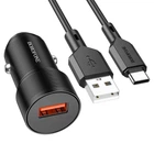 Зарядне автомобільне BOROFONE BZ19A Wisdom (1USB 3A QC3.0 18W) + Cable Type-C Чорний
