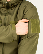 Костюм камуфляжный утепленный на флисе, куртка с капюшоном, ткань софтшелл, цвет олива, 52 - изображение 7