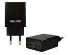 Мережевий зарядний пристрій Beline 2 x USB 2 A Black (5900168331280) - зображення 1