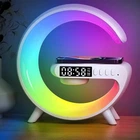 Светильник будильник ночник аккумуляторный Rgb G63 с беспроводной зарядкой 10W и Bluetooth колонкой