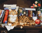 Картина за номерами Кіт на книжковій полиці (BS4142) Brushme 40x50 см Brushme