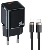 Ładowarka sieciowa Usams USAMS-UX T45 USB-C 30W PD3.0 Fast Charging czarna + kabel U63 USB-C - Lightning 1.2 m czarny (6958444977348) - obraz 1