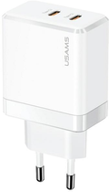 Мережевий зарядний пристрій Usams US-CC172 T54 2xUSB-C GaN 40W PD Fast Charging White (6958444904252) - зображення 1