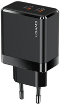 Мережевий зарядний пристрій Usams US-CC172 T54 2xUSB-C GaN 40W PD Fast Charging Black (6958444902760) - зображення 1