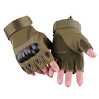 Військові штурмові рукавички без пальців Combat похідні захисні армійські Оливка - L (2399905) Kali - зображення 3