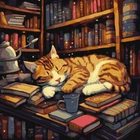 Картина по номерам Животные. Пушистый книголюб, , 40х40см, в термопакете, Идейка (KHO6505)