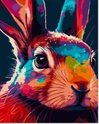 Картина по номерам Животные. Цветной кролик, с лаком, 30х40см, в термопакете, Strateg (SS6748-mt)