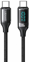 Кабель Usams U78 USB Type-C на USB Type-C LED 100 W Fast Charging 2 м Black (SJ558USB01) (6958444978000) - зображення 1