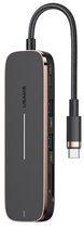 Adapter Usams HUB 2xUSB + USB-C + HDMI + Micro SD+SD Black (6958444900346) - obraz 1