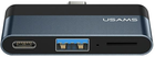 Adapter Usams HUB USB 3.0/USB-C/Micro SD Grey (6958444945620) - obraz 1