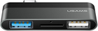 Adapter Usams USB-C mini HUB 2xUSB +Micro SD Grey (6958444922539) - obraz 1