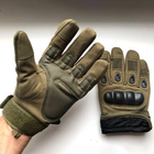Зимові утеплені рукавиці з кісточками та сенсорними накладками олива розмір L - зображення 4